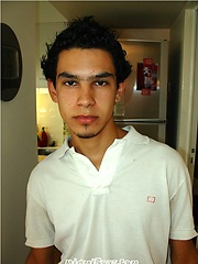 Latin student Hernando jacking off his uncut dick