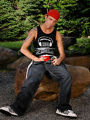 Tattoed student solo posing
