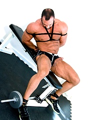 Huge bounded hunk with hairy chest and amazing wild look