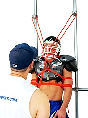 Bounded jock in footbal uniform pics