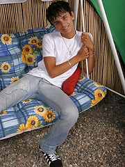 Cute gay twink Adel play with cock