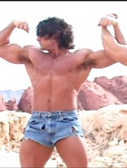 Two strong bodybuilders relaxin in the desert
