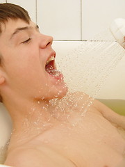 European cute twink in the shower
