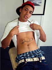 Young latino gangsta jacking off his long cock