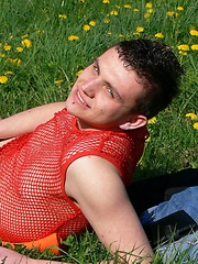 Cute euro boy Juraj loves the summer sunshine