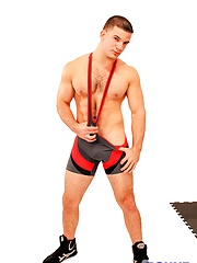 Angel Rock gives his cock to roped Connor Patricks